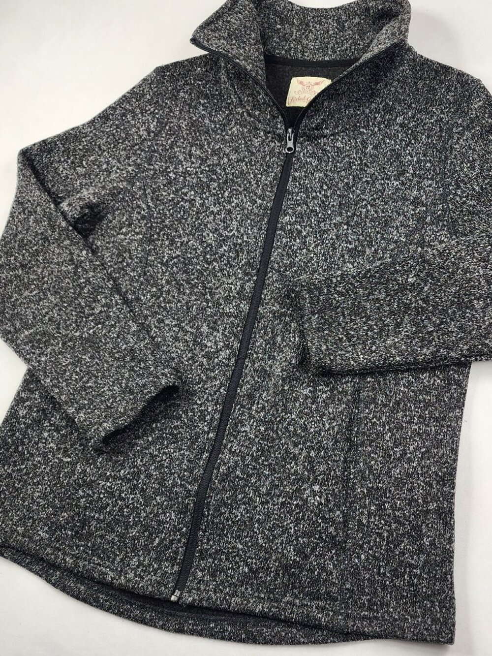 Faded Glory Woman's L Large Black Gray Fleece Jacket Full Zip Comfortable Soft